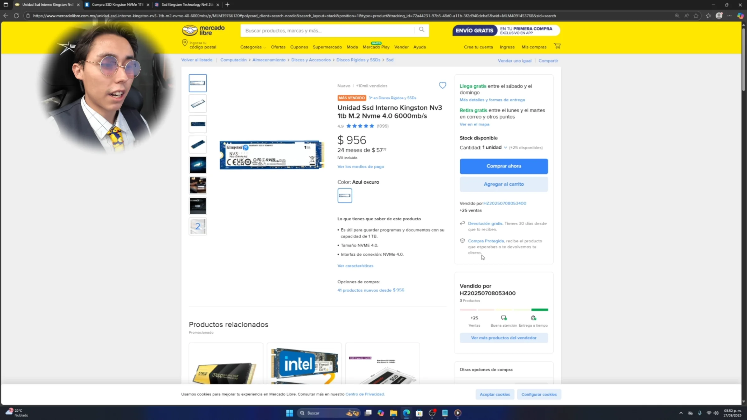 MercadoLibre Publicacion Fraudulenta Kingston NV3 1TB
