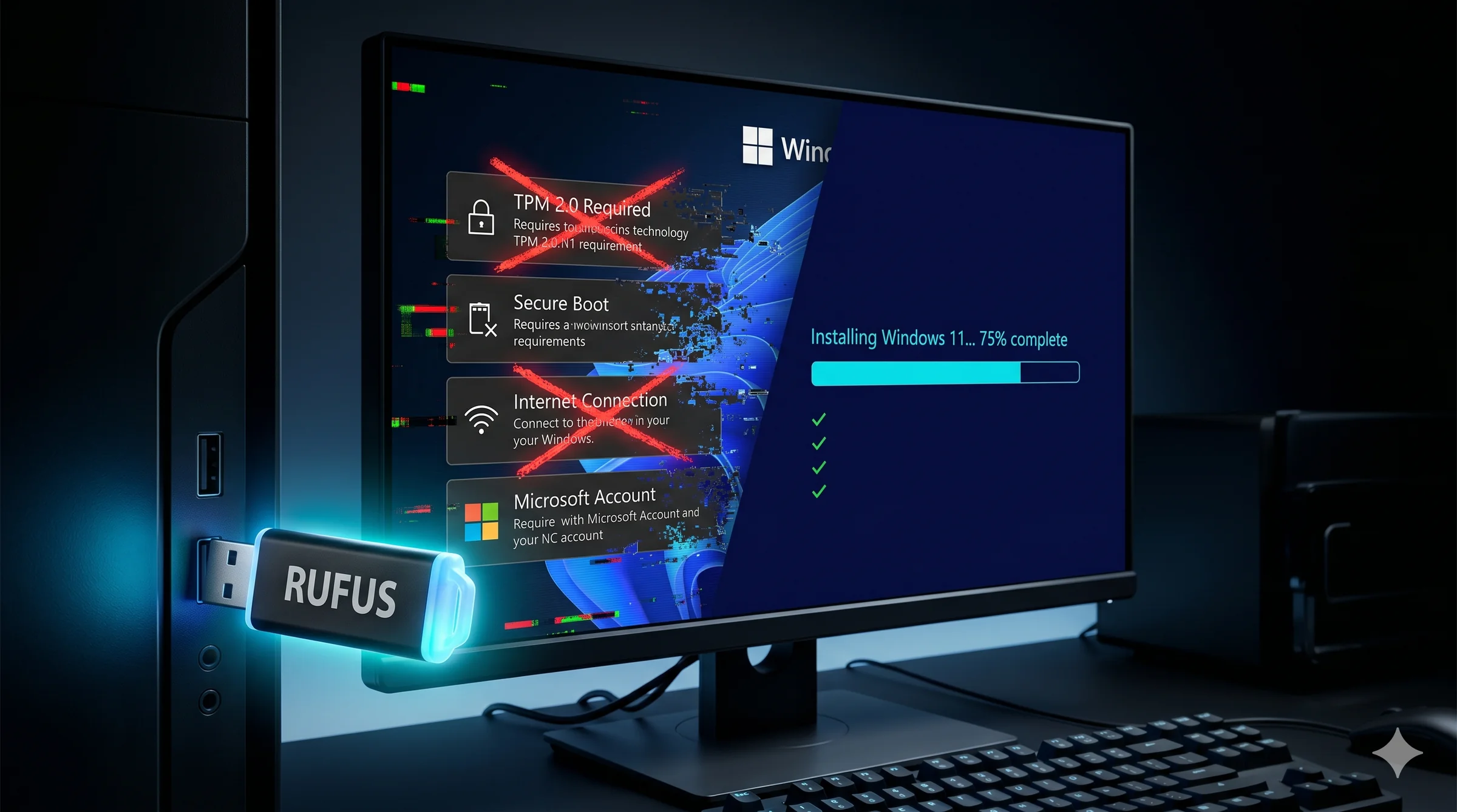 Rufus 4.14 introduce un modo silencioso para instalaciones desatendidas de Windows 11, permite eliminar apps preinstaladas y facilita la creación de USBs booteables sin requisitos restrictivos.