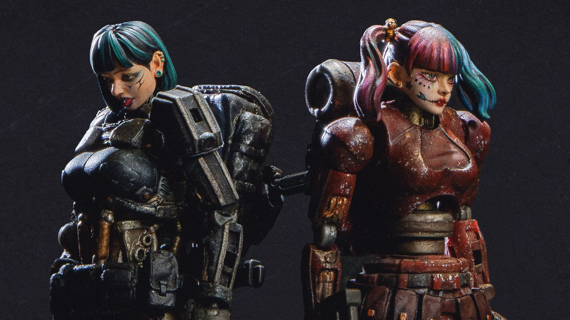 Carine And Capheny 2 Custom 118 scale Acid Rain World figures of The Smiling Ark built and painted by Aivan FuryPixel Horizontal Photo
