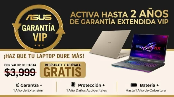 ASUS Garantía VIP llega a México: dos años de cobertura y protección contra accidentes sin costo adicional