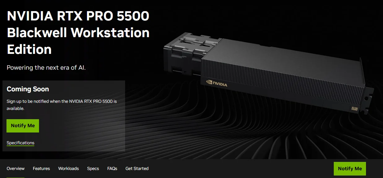 NVIDIA RTX PRO 5500 llega con 84 GB GDDR7 ECC y 600 W para IA y workstations en rack