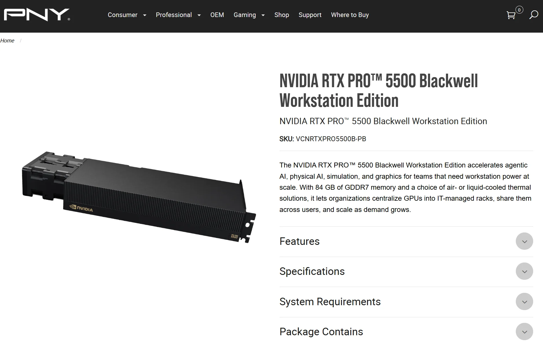 NVIDIA RTX PRO 5500 llega con 84 GB GDDR7 ECC y 600 W para IA y workstations en rack